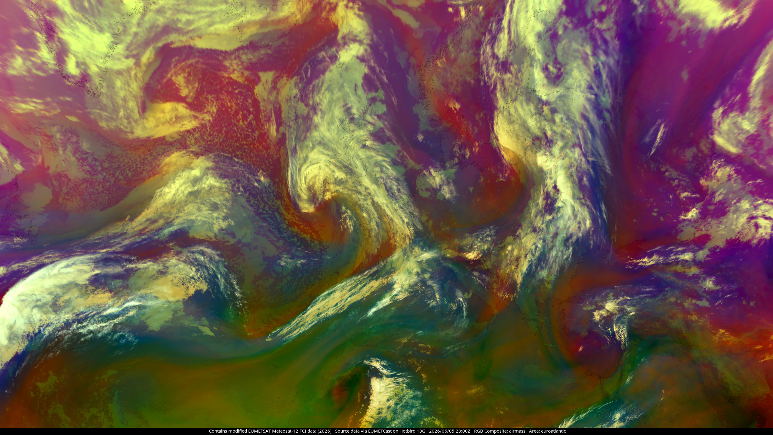 MTG-I1 airmass composite, showing the North Atlantic Ocean and Europe