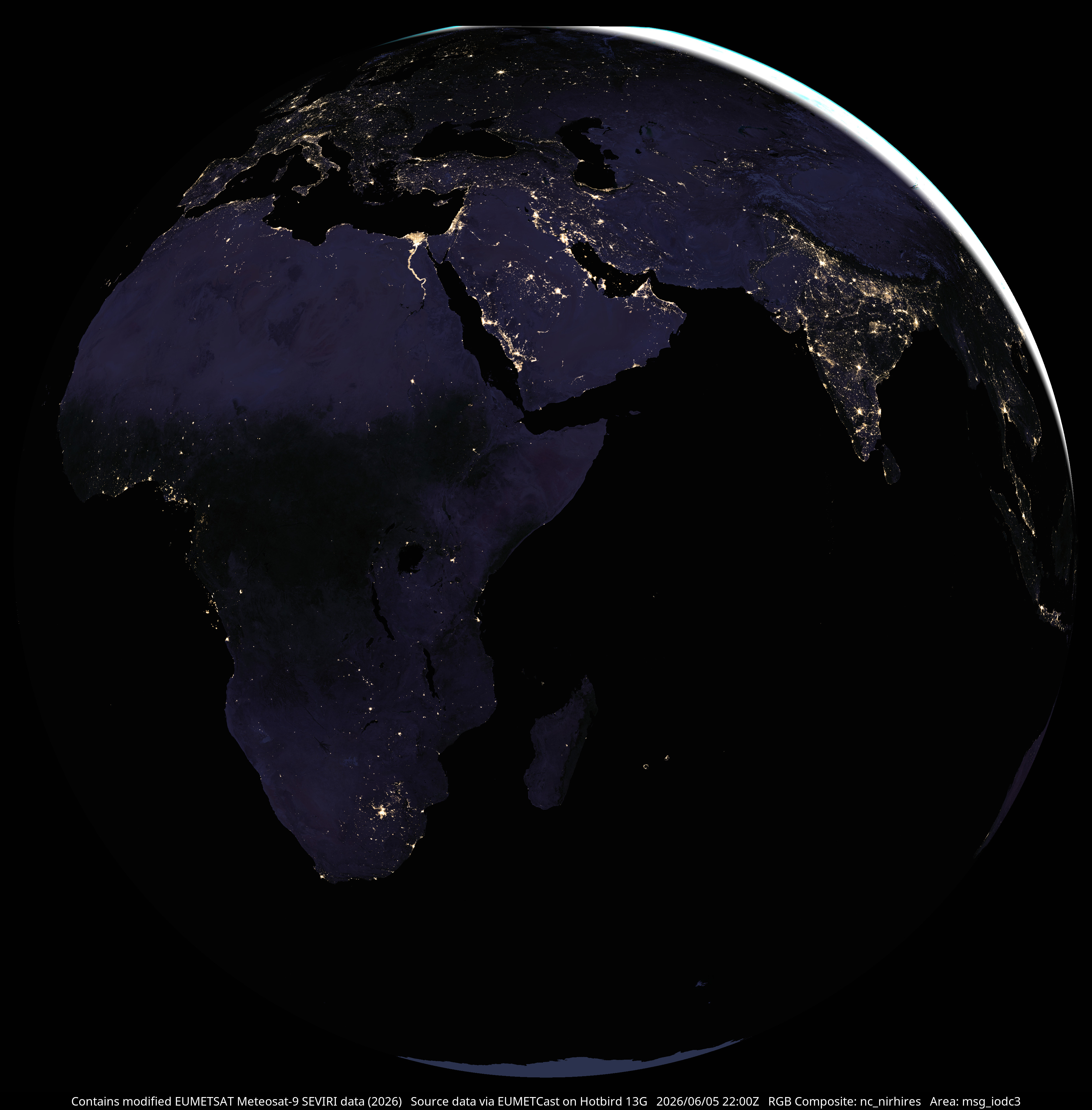 Meteosat-9 natural colour composite, full disc view